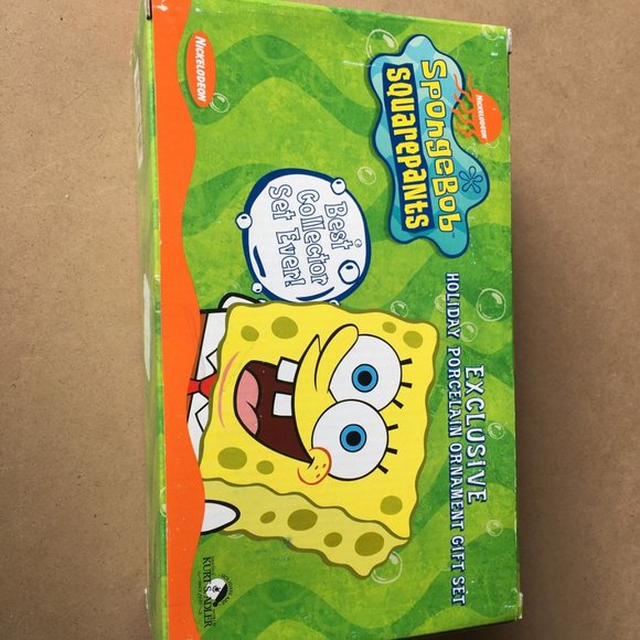 Spongebob Squarepants Set Of 3 Holiday Porcelain Ornament Gift Set - Picture 1 of 5